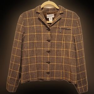 Pendleton Women's Blazer Jacket Button Plaid Tweed Size 16